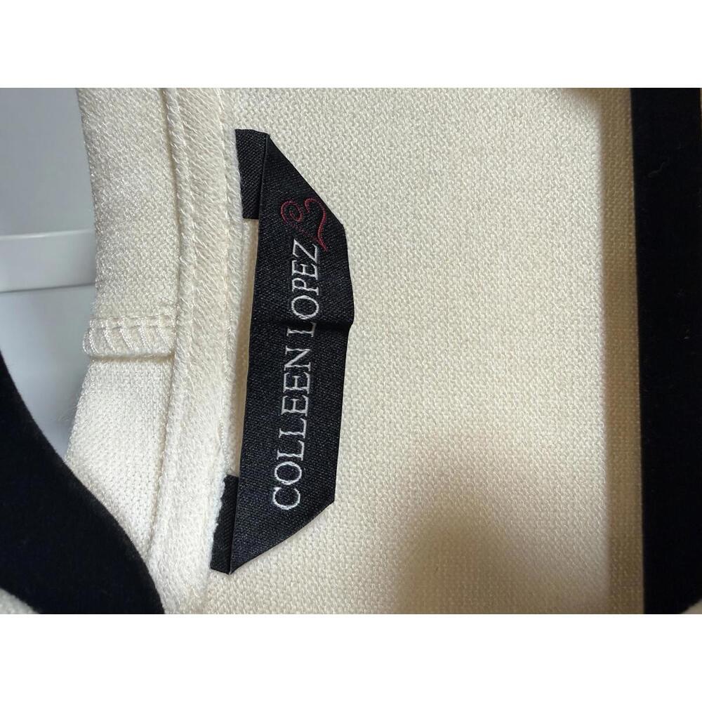 Colleen Lopez Women's Mixed Media Sequin Front Hoodie Cream Size Small - Picture 4 of 6